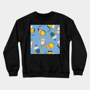 little accordionists - repeating pattern on blue Crewneck Sweatshirt